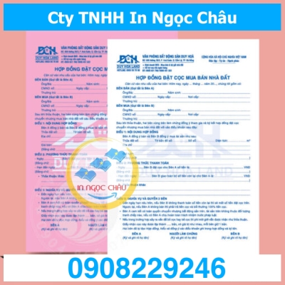  	In hợp đồng dịch vụ 2 liên