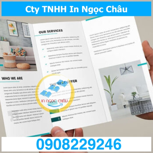  	In Brochure A4 – Số lượng 2000 tờ A4 cấn 2 đường