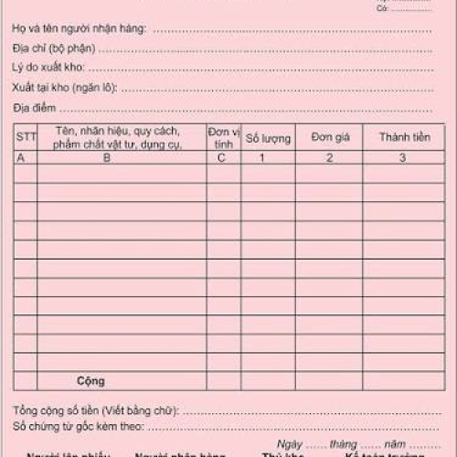  	Công ty in phiếu xuất kho 3 liên
